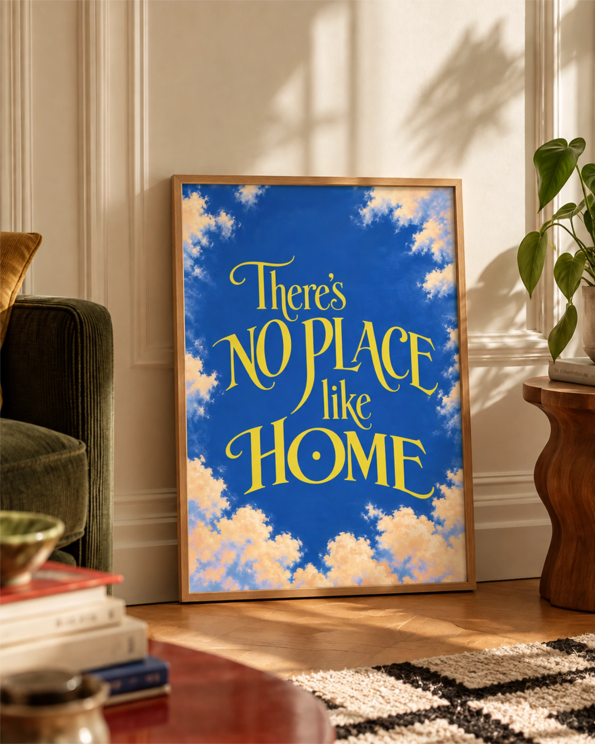 No Place Like Home art print displayed in a second framed interior mockup.
