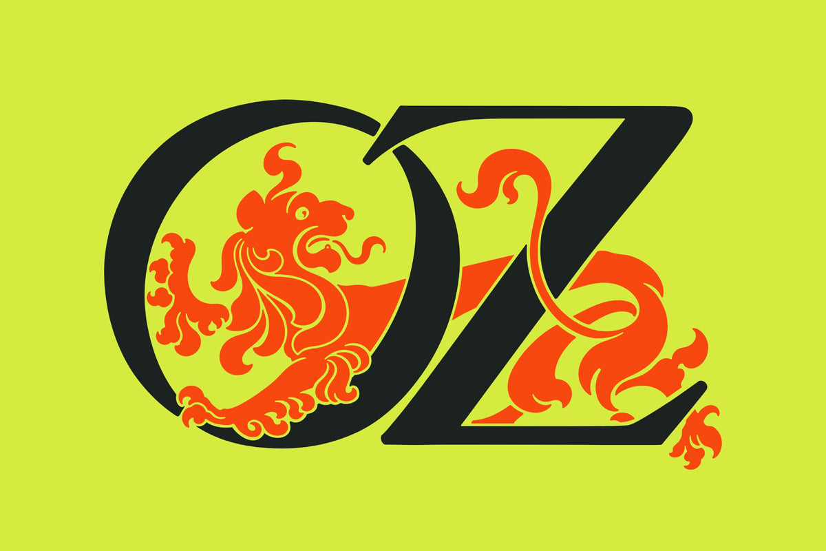 Oz, 1900 art print featuring a cleaned vector adaptation of the Tin Woodman and Scarecrow from the original 1900 The Wonderful Wizard of Oz cover.